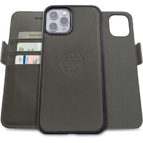 Dreem Fibonacci 2-in-1 Wallet Case for Apple iPhone 12 Pro Max - Luxury Vegan Leather, Magnetic Detachable Shockproof Phone Case, RFID Card Protection, 2-Way Flip Stand - Black