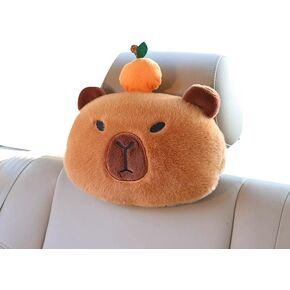 2PCS Seat Belt Cover Cute Plush Capybara Safety Seatbelt Shoulder Cover Car Seats Accessories (1*headrest)
