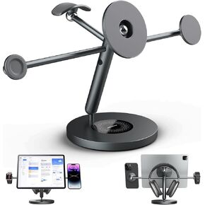 Nillkin Tablet Stand with MagSafe Ring, 4 in 1 Magnetic Stand for Tablet/Phone/Apple Watch/Headphone, 360º Rotating, DIY at Will, Aluminum Cell Phone Stand, Tablet Stand for Desk, Supports 5-13 inch
