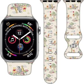 Cartoon Band Compatible with Apple Watch 38mm/40mm/41mm/42mm/44mm/45mm, Cute Bands Replacement for Apple Watch SE2 Series 9 8 7 6 5 4 3, Silicone iWatch Band for Women Men