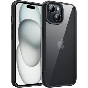 JETech Case for iPhone 15 6.1-Inch, Shockproof Phone Bumper Cover, Solid Color Matte TPU Frame, Anti-Scratch Clear Back (Pink)