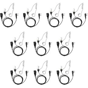 Walkie Talkies Earpiece with Mic 2 Pin Acoustic Tube Headset Compatible with Kenwood BF-888S UV-5R Retevis H-777 RT22 Puxing Wouxun (10 Pack)