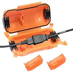 [2 Pack] Outdoor Extension Cord Safety Cover with Waterproof Seal, Weatherproof Electrical Extension Cord Connection Protector Box for Outlet Plug Socket Holiday Decoration Light