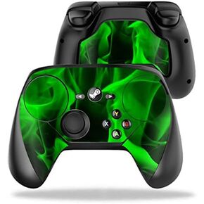 MightySkins Skin Compatible with Valve Steam Controller case wrap Cover Sticker Skins Green Flames