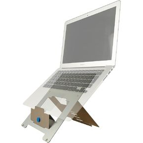 R-Go Ergonomic Laptop Stand, Ultra-Thin Aluminum, Adjustable Portable Notebook Riser for Desk, Compatible with 10-22" MacBook/Air Pro/Dell XPS/Lenovo, Support up to 11ibs, Silver