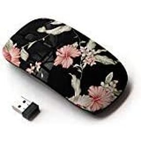 [ Optical 2.4G Wireless Mouse ] Floral Wallpaper Black Pink Garden Flowers in Kuwait