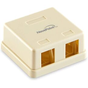 NavePoint Keystone Jack Surface-Mount Box 2-Port Ivory, 10-Pack
