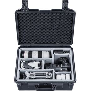 Lykus PVC1 Waterproof Hard Case with Padded Dividers for Cameras, Lenses, Dual DJI Mavic/Air/Mini drones
