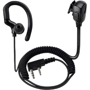 G Shape Earpiece, Headset Coil Cable with PTT and Speaker Mic for BaoFeng UV-5R 5RA 5RB 5RC 5RD 5RE 5REPLUS 3R+ Kenwood Retevis Two Way Radio Accessories (Fit Right Ear Only)