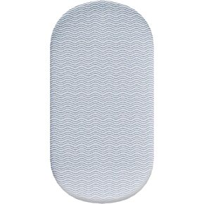 Waterproof Bassinet Mattress Sheets, Universal Fit for Baby Bassinets Oval Rectangle Pad/Mattress, 100% Cotton (with Gray Waves)