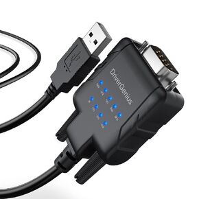 DriverGenius USB to Serial RS232 Adapter Cable with 9 x LED Indicators，4 Pack - Prolific PL2303 - Compatible for Windows 11, macOS 14 Sonoma, and Linux (USB232A-E-A, 3ft/1m)