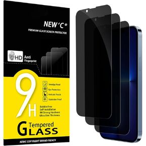 NEW'C [3 Pack Privacy Screen Protector for iPhone 13 Pro Max/iPhone 14 Plus (6,7"), Balance of Privacy and Eye Protection, Anti Spy Tempered Glass Film,Case Friendly Ultra Resistant