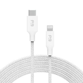 PureGear Braided USB C to Lightning Cable, Apple MFi Certified Charging Data Sync Cable Support Power Delivery & Type C Chargers for iPhone 14,14 Pro, 14 Pro Max,13,12,11,Xs,XR,X,SE,iPad, White (6 FT)