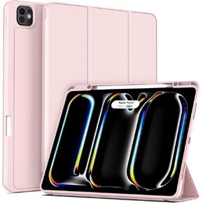 Aoub Case for iPad Pro 11 Inch Case (M4) 2024 5th Generation with Pencil Holder, Protective Cover with Soft Smooth TPU Back, Auto Wake/Sleep, Supports Pencil Pro & Pencil USB-C Charging - Black