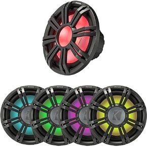 Kicker 45KMF124 12" Weather-Proof Subwoofer for Freeair Applications - Kicker 45KMG12W 12" LED Grille (Charcoal)