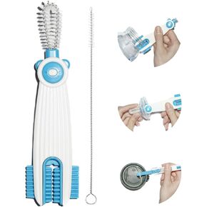 3 in 1 Cup Lid Gap Cleaning Brush Set with 1 Straw Cleaner Brush, Multifunctional Cup Cover Cleaning Brush, Small Cleaning Brushes for Nipple, Water Bottle Lid, Home Kitchen Cleaning Tools - Green