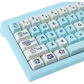أغطية مفاتيح Hyekit PBT - مجموعة أغطية مفاتيح مطبوعة جانبية، تألق مزدوج من خلال أغطية مفاتيح مخصصة، أغطية مفاتيح Lopunny ملف تعريف الكرز 131 مفتاحًا، غطاء مفاتيح لطيف على طراز الرسوم المتحركة للوحات المفاتيح الميكانيكية