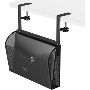 Under Desk Storage Vertical Laptop Holder Stationery Shelf Pen Book Organization For Office Carbon Steel Stand Organizers Mount Adjustable Punch-free