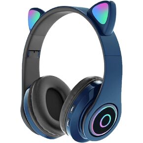 Kids Wireless Headphones, Cat Ear LED Light Up Bluetooth Foldable Headphones Over Ear with MIC, Headphones Wireless Bluetooth for Kids, Stereo Sound,FM Radio/TF Card,Childrens Headset for Boys Girls in Saudi Arabia