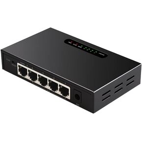SMTAV 5 Port PoE Switch (4 POE Ports +1 Uplink), 802.3af/at PoE 1000Mbps, 60W Built-in Power Unmanaged Metal Plug and Play