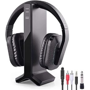Wireless Headphones for Smart TV Watching with 2.4G RF Transmitter Charging Dock (Digital Optical AUX RCA),Tv Headphones Wireless for Seniors, 100ft Wireless Range No Audio Delay