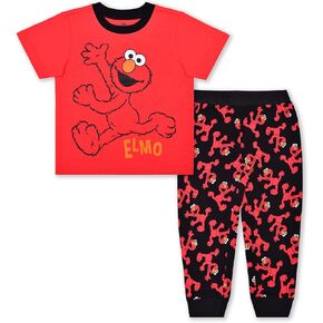Sesame Street Jogger Set for Boys, Long Sleeve Tee and Jog Pants, Red in Saudi Arabia