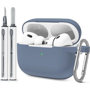 MOLOVA AirPod Pro Case Cover with Cleaner Kit, Soft Silicone Cover for AirPods Pro Case 2nd/1st Comes with Keychain for Women Men,Suitable Cases for Airpods Pro 2nd Generation Case and 1st-Pine Green