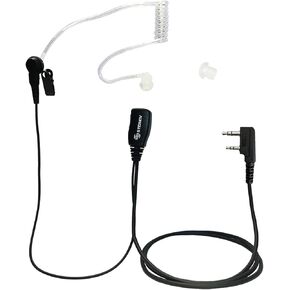 1.5-Wire Security & Surveillance Clear Acoustic Tube Earpiece Headset with PTT Button Mic Compatible with Kenwood, Baofeng & Retevis Radios H-777, BF-888s, UV-5R, UV-82, RT22, TK-360G