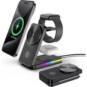 Doeboe Wireless Charging Station for Apple Devices, 3 in 1 Mag-Safe Wireless Charger for iPhone 15 14,13,12 Pro Max/Pro/Plus/Mini, Apple Watch Ultra 8/7/SE/6/5/4/3/2/1, AirPods Pro/2/3