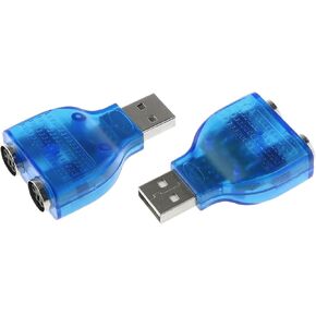 USB to PS/2 Converter 2PCS Blue USB Male to Dual PS2 Female Adapter for Keyboard Mouse Connector