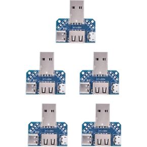 Akozon USB Mini Mail Board USB Pass Through USB Passthrough PCB,5 Pcs USB Adapter Plate Male USB to Female Typec 4P 2.54Mm Transfer Board