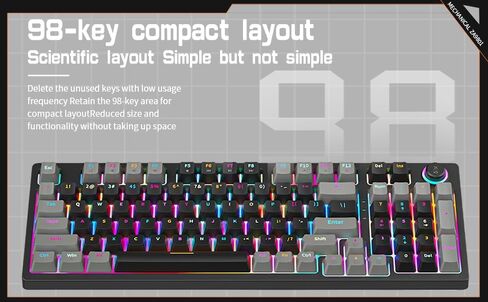SAMA ZA981B 98-Key لوحة مفاتيح ميكانيكية متعددة الوظائف للألعاب بإضاءة خلفية مع USB لأجهزة الكمبيوتر المكتبية وأجهزة الكمبيوتر المحمولة in Kuwait