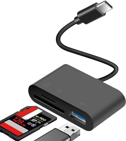 قارئ بطاقة SD من HianDier TypeC TF SD لقارئ بطاقات iPhone 3 في 1 قارئ بطاقة SD USB C كاميرا محول قارئ بطاقة الذاكرة لأجهزة iMac وiPad Pro Air Mini وMacBook Pro Air وMicroSD وGalaxy S24 وiPhone 15 in Kuwait