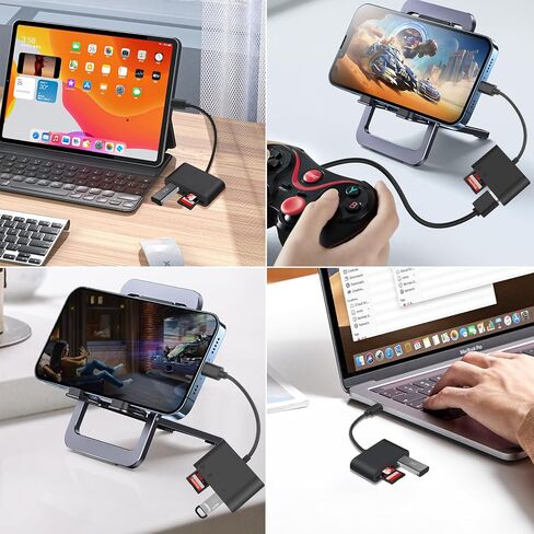 قارئ بطاقة SD من HianDier TypeC TF SD لقارئ بطاقات iPhone 3 في 1 قارئ بطاقة SD USB C كاميرا محول قارئ بطاقة الذاكرة لأجهزة iMac وiPad Pro Air Mini وMacBook Pro Air وMicroSD وGalaxy S24 وiPhone 15 in Kuwait