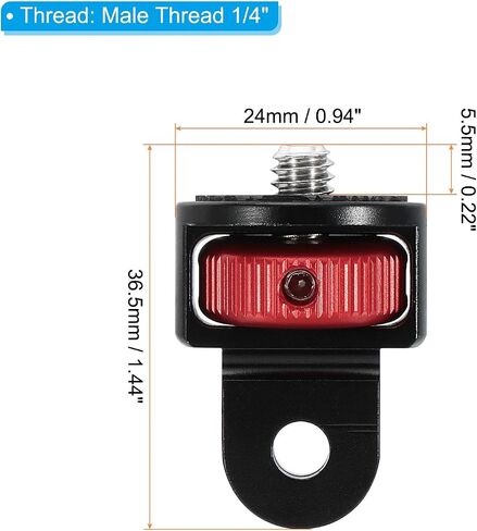 PATIKIL Aluminum Tripod Mount Adapter, 360° Adjustment 1/4" Screw Conversion Adapter for Action Camera Tripod Screw Mount, Black Red in Saudi Arabia