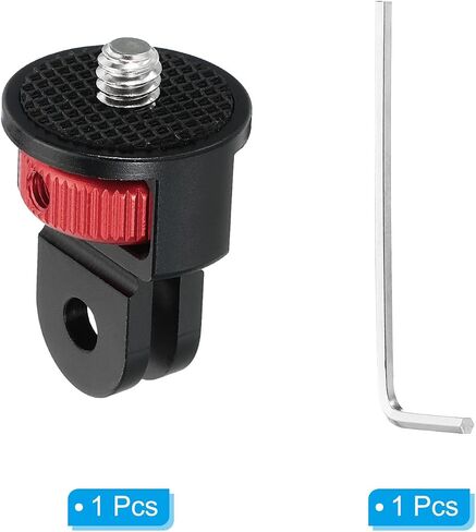 PATIKIL Aluminum Tripod Mount Adapter, 360° Adjustment 1/4" Screw Conversion Adapter for Action Camera Tripod Screw Mount, Black Red in Saudi Arabia