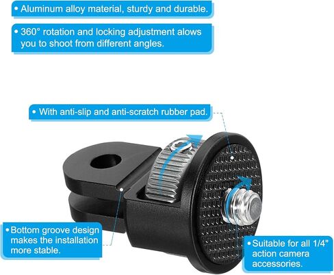 PATIKIL Aluminum Tripod Mount Adapter, 360° Adjustment 1/4" Screw Conversion Adapter for Action Camera Tripod Screw Mount, Black Red in Saudi Arabia