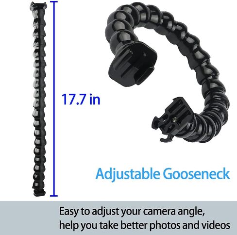 مشبك تثبيت فكي مرن مع رقبة معقوفة قابلة للتعديل 19 قسم متوافق مع ملحقات كاميرات Insta360 One X3، X2، X، R، Go 2، GoPro Hero 10، Max، Fusion، DJI Osmo Action 2 in Saudi Arabia