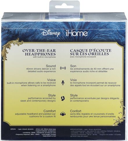 Disney’s Beauty and the Beast Over Ear Headphones with Award-Winning iHome Sound -Best Over Ear Headphones with Mic & Answer Call Button by eKids in Saudi Arabia