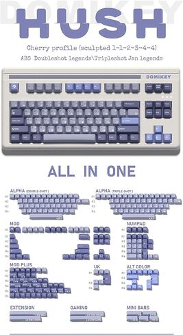 KPREPUBLIC Domikey Hush Deep Sea All in One Cherry Profile abs doubleshot keycap for mx keyboard poker 87 104 xd64 xd68 BM60 BM65 BM68 (Domikey CP Hush All in One x1) in Saudi Arabia