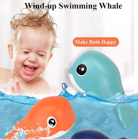 Wind-up Whale Bath Toy, Swimming Whale Toddlers Bathtub Windup Whale Tub Toy Clockwork Whale Bathtub Toy Whale Water Toy for Boys and Girls (Deep Blue) in Saudi Arabia