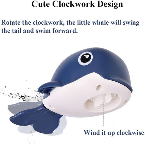 Wind-up Whale Bath Toy, Swimming Whale Toddlers Bathtub Windup Whale Tub Toy Clockwork Whale Bathtub Toy Whale Water Toy for Boys and Girls (Deep Blue) in Saudi Arabia