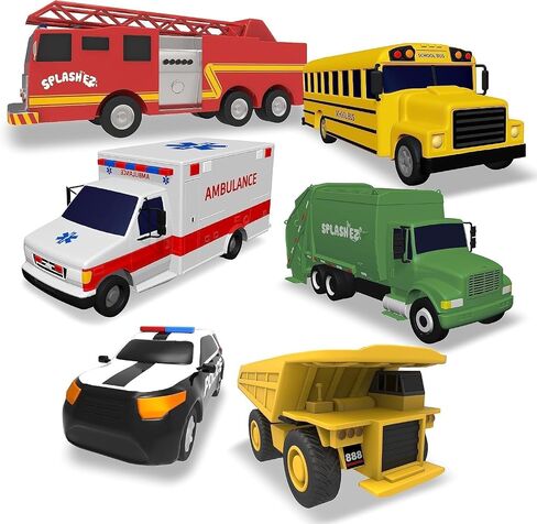 6 Car Combo Bath Toys for Babies and Toddlers, Mold Free Bath Toys, Non Squirting Bath Toys no Mold for Tub, Beach, Pool, BPA-Free, Safe, Fun Infant Baby Bath Toys No Holes 0 1-3 6 12 18 Month in Kuwait