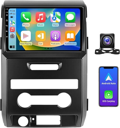 ترقية راديو ستيريو للسيارة 4 جيجابايت + 32 جيجابايت Android 13 لسيارة Ford F150 2009-2012 مع Carplay اللاسلكي وAndroid Auto، وحدة رأس عالية الدقة تعمل باللمس 9.2 بوصة مع WiFi Bluetooth FM RDS SWC GPS وكاميرا احتياطية يدوية AC in Kuwait
