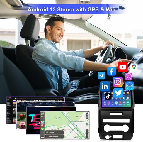 ترقية راديو ستيريو للسيارة 4 جيجابايت + 32 جيجابايت Android 13 لسيارة Ford F150 2009-2012 مع Carplay اللاسلكي وAndroid Auto، وحدة رأس عالية الدقة تعمل باللمس 9.2 بوصة مع WiFi Bluetooth FM RDS SWC GPS وكاميرا احتياطية يدوية AC in Kuwait