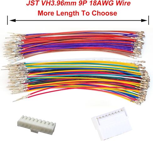 VH3.96mm Extension Wire Male & Female Connector and 18AWG Pre-Crimped Cables, 2/3/4/5/6/7/8/9/10/12 Pin JST Connector with length of 10/20/50/80/100CM Wire (1 Set MF 9Pin-100CM) in Saudi Arabia