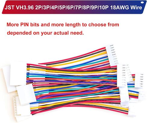 VH3.96mm Extension Wire Male & Female Connector and 18AWG Pre-Crimped Cables, 2/3/4/5/6/7/8/9/10/12 Pin JST Connector with length of 10/20/50/80/100CM Wire (1 Set MF 9Pin-100CM) in Saudi Arabia