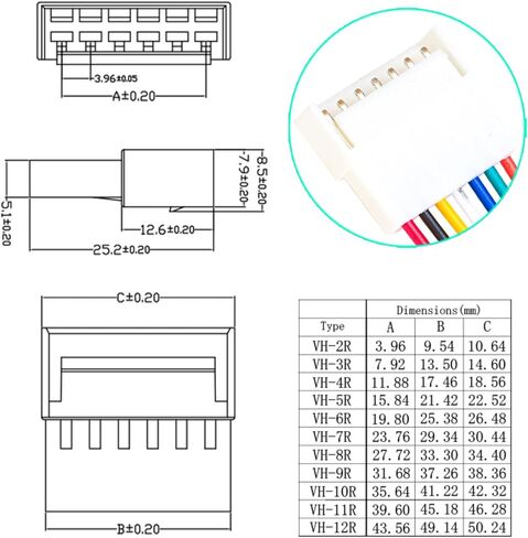 VH3.96mm Extension Wire Male & Female Connector and 18AWG Pre-Crimped Cables, 2/3/4/5/6/7/8/9/10/12 Pin JST Connector with length of 10/20/50/80/100CM Wire (1 Set MF 9Pin-100CM) in Saudi Arabia