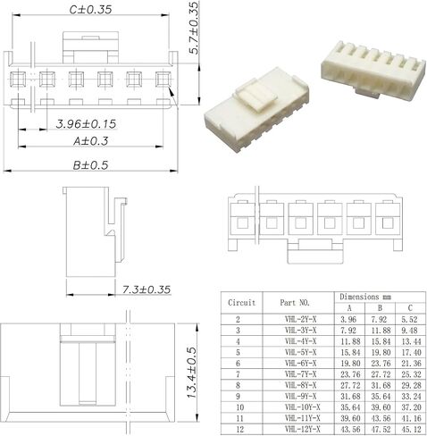 VH3.96mm Extension Wire Male & Female Connector and 18AWG Pre-Crimped Cables, 2/3/4/5/6/7/8/9/10/12 Pin JST Connector with length of 10/20/50/80/100CM Wire (1 Set MF 9Pin-100CM) in Saudi Arabia