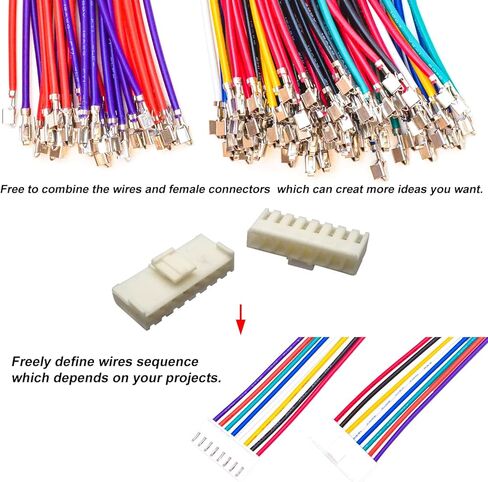 سلك تمديد VH3.96mm موصل ذكر وأنثى وكابلات مجعدة مسبقًا 18AWG، موصل JST 2/3/4/5/6/7/8/9/10/12 دبوس بطول 10/20/50/80/100 سم سلك (مجموعة واحدة MF 9Pin-100CM) in Kuwait